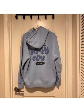 Cotton On blue plush hoodie with embroiderySize M...
